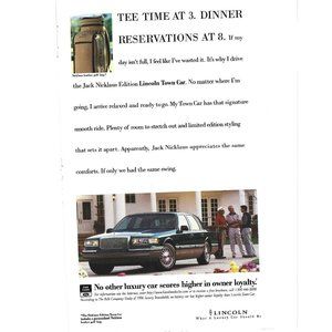 Nicklaus Edition Town Car Lincoln Ford Luxury 1990s  Vintage Print Ad